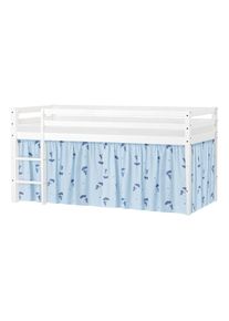 Hoppekids, Spielbett &raquo;ECO Dream&laquo; Massivholz, wahlweise in 2 Gr&ouml;&szlig;en und 4 Farben, Matratze w&auml;hlbar, Blau, Vorhang: 100% Baumwolle, Matratzenbezug: 100%