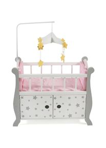 Bayer Chic 2000 CHIC2000, Puppenbett &raquo;Stars Grau&laquo; aus Holz mit Mobile, Stars Grau, Puppenbett