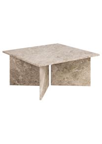 ACTONA GROUP, Couchtisch &raquo;Vega&laquo; Couchtisch, V-f&ouml;rmig Gestell, matt Latte lackiert Marmor, 90x90x42 cm, Latte Braun, B/H/T: 90 cm x 42 cm x 90 cm, 