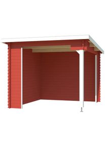Lasita Maja, Gartenhaus &raquo;Unterstand/Lounge Buffalo 275&laquo; Unterstand / Lounge 28mm, Fundamentmass 2750x2750, Schwedenrot, schwedenrot, Holzwerkstoff, 