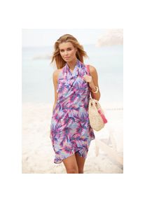 Lascana , Strandrock, mit Palmendruck, Cover-Up, Strandmode , blau-pink bedruckt , 1 , 1 , Idealer Begleiter für Strand und Pool