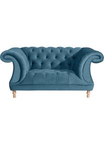 Max Winzer , Loveseat »Isabelle, Loungesessel«, mit Knopfheftung & gedrechselten Füßen in Buche natur, Breite 167 cm , petrol