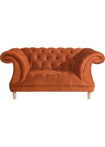 Max Winzer , Loveseat »Isabelle, Loungesessel«, mit Knopfheftung & gedrechselten Füßen in Buche natur, Breite 167 cm , cognac