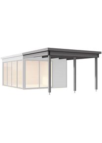 Lasita Maja, Gartenhaus-Anbaudach &raquo;DOMEO 3 UND 4 DACHVERL&Auml;NGERUNG LICHTGRAU&laquo;, Lichtgrau, Holzwerkstoff, Lichtgrau