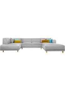 Andas , Wohnlandschaft »Maroon U-Form«, in skandinavischem Design, mit losen Kissen , hellgrau