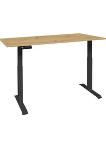 M&auml;usbacher M&auml;usbacher, Schreibtisch &raquo;Big System Office&laquo; Breite 140 cm, elektrisch h&ouml;henverstellbar, schwarz matt / asteiche + schwarz matt + asteiche, B/H/T: 140
