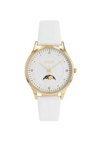 JOOP!, Damen, Quarzuhr Armbanduhr, Damenuhr, Lederarmband, analog, Zirkonia (synth.), Mondphase, wei&szlig;, wei&szlig;, Zeitlos sch&ouml;ne Damenarmbanduhr