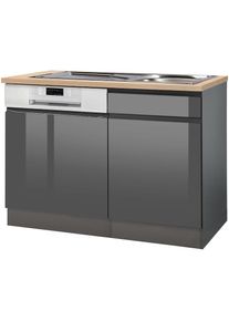 KOCHSTATION , Spülenschrank »KS-Virginia«, 110 cm breit, inklusive Einbauspüle , grau Hochglanz