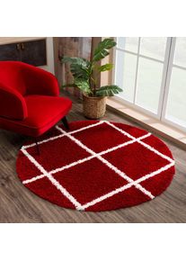 Sanat , Hochflor-Teppich »Madrid« rund 30 mm Höhe Wohnzimmer, Langflor, Shaggy Teppich , rot , Obermaterial: 100% Polypropylen , Ø 80 cm 1 Stk.