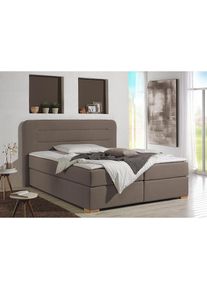Home Affaire, Boxspringbett &raquo;Manchester&laquo; 5 Breiten, 3 Ausf&uuml;hrungen, 2 H&auml;rtegraden, Topper, Steppung, dkl.beige, Strukturstoff-Bezug (100% Polyester), 