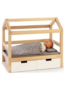 Musterkind , Puppenbett &raquo;Puppen-Hausbett Viola, natur/wei&szlig;&laquo; aus Holz, natur/wei&szlig;/grau, Puppenbett