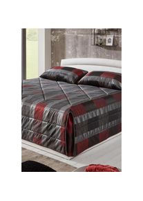 Westfalia Schlafkomfort , Tagesdecke , grau/rot , B/L: 277 cm x 250 cm