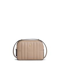 Tommy Hilfiger, Damen, Umh&auml;ngetasche &raquo;TH FEMININE CONV CAMERA BAG&laquo;, Damen Schultertasche, Minibag im trendigen Stepp-Design, beige, beige, 