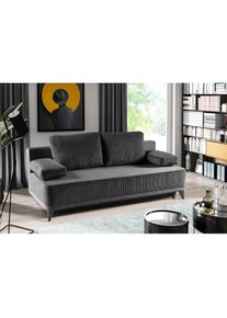 WERK2 , Schlafsofa »Rosso«, 2-Sitzer Sofa und Schlafcouch mit Federkern & Bettkasten , Anthrazit