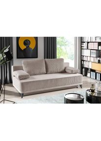 WERK2 , Schlafsofa »Rosso«, 2-Sitzer Sofa und Schlafcouch mit Federkern & Bettkasten , Beige