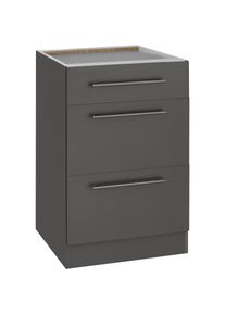 Wiho-K&uuml;chen wiho K&uuml;chen, Unterschrank &raquo;Unna&laquo; 50 cm breit, mit 2 gro&szlig;en Ausz&uuml;gen, ohne Arbeitsplatte, Front und Korpus: Anthrazit, B/H/T: 50 cm x 82 cm x 57 cm, 