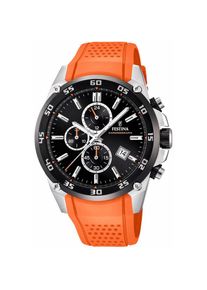 Festina, Damen, Chronograph &raquo;The Originals&laquo; Armbanduhr, Quarzuhr, Herrenuhr, Stoppfunktion, bis 10 bar wasserd., orange, orange, Sportlicher 