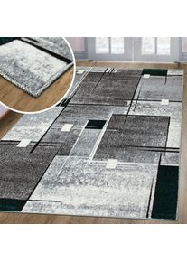 my home, Teppich &raquo;Deblin&laquo; rechteckig 9 mm H&ouml;he weicher Flor, Kurzflor, Karo-Design, modern, geometrisches Muster, dunkelgr&uuml;n, Kunstfaser, B : 120 cm 1