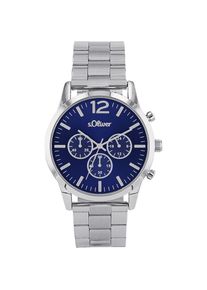 s.Oliver, Damen, Chronograph Armbanduhr, Quarzuhr, Herrenuhr, Stoppfunktion, 12/24-Stunden-Anzeige, silberfarben, silberfarben, Imposanter Chronograph