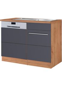 KOCHSTATION , Spülenschrank »KS-Wien«, Breite 110 cm, inkl. Möbelfront für teilintegrierbaren Geschirrspüler , anthrazit/wotaneiche-wotaneiche