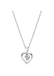 Firetti, Damen, Kette mit Anh&auml;nger &raquo;Schmuck Geschenk Silber 925 Halsschmuck Halskette Panzerkette Herz&laquo; mit Zirkonia (synth.), silberfarben-