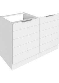 KOCHSTATION, Sp&uuml;lenschrank &raquo;KS-Luhe&laquo; 120 cm breit, hochwertige MDF-Fronten mit waagerechter Lisene, wei&szlig; Matt/wei&szlig;, MDF, wei&szlig; -B/H/T: 120 cm x 82 cm x