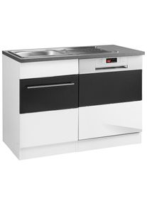 KOCHSTATION , Spülenschrank »KS-Trient«, 110 cm breit, inkl. Tür/Socke für Einbaugeschirrspüler , weiß/anthrazit Hochglanz