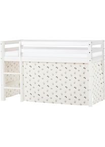 Hoppekids, Hochbett &raquo;ECO Dream, Kinderbett, Spielbett, Halbhohes Bett aus Massivholz&laquo; inkl. Vorhang-Set Creator, Bettgr&ouml;&szlig;e & Matratze w&auml;hlbar, Wei&szlig; + 