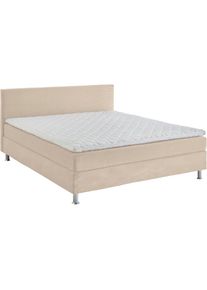 ATLANTIC HOME COLLECTION, Boxbett &raquo;Edison&laquo; inkl. Bonnellfederkern-Matratze und Topper, creme, Bezug Bett: Cord (65% Polypropylen, 35% Polyester), Cord