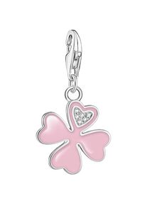 Thomas Sabo , Charm-Einhänger »Kleeblatt Silber, 2022-041-9«, mit Zirkonia (synth.) , silberfarben-rosa-weiß + weiß , Charm-Anhänger Kleeblatt Silber