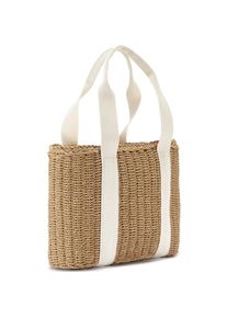 Vivance , Shopper »Strandtasche«, Schultertasche, Korbtasche, Tragetasche, Bast-Optik VEGAN , beige / weiß