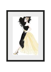 LEONIQUE , Bild mit Rahmen »Skizze Frau mit Kleid«, Fashion-Magazincover-Mode-Modebilder-Frau-Bilder von Frauen-Herz-Herzbilder, (1 St.), HD...