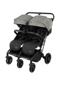 BABYGO , Zwillingsbuggy »Zwillingskinderwagen GOTwice«, mit drei schwenkbaren Vorderrädern , grau melange