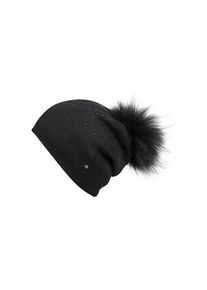 Capelli New York, Damen, Bommelm&uuml;tze mit Fellbommel-Akzent, black, black, Strickm&uuml;tze von Capelli New York