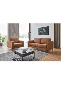 ATLANTIC HOME COLLECTION , 2-Sitzer »Weston«, im skandinavischem Stil, mit Wellenunterfederung , Braun