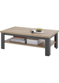 Stolkom, Couchtisch &raquo;Venezia Wohnzimmertisch, Eiche Artisan Dekor, BxHxT 115x40x65 cm&laquo; Ablageboden, Absetzungen alufarben, Klassisches Design, Artisan