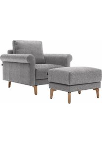 Creation BY ROLF BENZ, Sessel &raquo;CR.450, Designsessel, Loungesessel&laquo; modern Landhaus, mit tollem Sitzkomfort, Breite 88 cm, Fu&szlig; Nussbaum, lichtgrau/