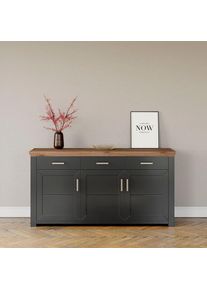 set one by Musterring , Sideboard »York«, Typ 52, in 3 Farbvarianten, Landhaus-Stil, B 184 x H 95 cm , Grau Anthrazit