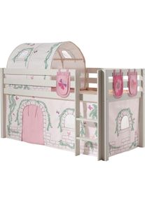 Vipack, Hochbett &raquo;Pino, Spielbett massiv Kiefer, stabil gebaut, 3 Korpusfarben zur Wahl&laquo; inkl. Rolllattenrost, Leiter und Absturzschutz, mit oder ohne