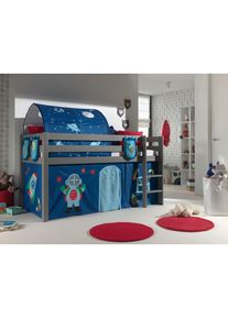 Vipack, Hochbett &raquo;Pino, Spielbett massiv Kiefer, stabil gebaut, 3 Korpusfarben zur Wahl&laquo; inkl. Rolllattenrost, Leiter und Absturzschutz, mit oder ohne