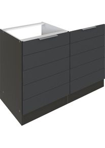 KOCHSTATION, Sp&uuml;lenschrank &raquo;KS-Luhe&laquo; 120 cm breit, hochwertige MDF-Fronten mit waagerechter Lisene, grau Matt/grafit, MDF, graphit -B/H/T: 120 cm x 82