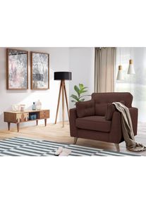 Home Affaire, Sessel &raquo;Copenhagen&laquo; feiner Keder, Kopfheftung im R&uuml;cken und Armlehnkissen, rot, Struktur weich (100% Polyester);Samtoptik (100% 