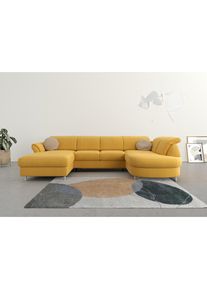 Sit & More sit&more, Wohnlandschaft &raquo;Apulia U-Form&laquo; wahlweise Bettfunktion, Bettkasten und Kopf- und Armteilverstellung, mustard, Webstoff (100% Polyester);