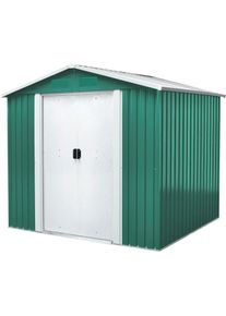 Pergart, Ger&auml;tehaus &raquo;K&ouml;ln II 86&laquo; Metall, mit Satteldach und integrierter Schiebet&uuml;r, tanne/creme, gr&uuml;n, Metall, gr&uuml;n