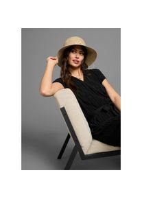 Laura Scott, Damen, Sonnenhut mit Muschel- & Holzperlen, knautsch- & faltbar - NEW, natur, natur, Feminier Strand-Hut mit Muschel- und Holzperlen 