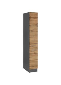 KOCHSTATION, Apothekerschrank &raquo;KS-Kehl&laquo; Breite 30 cm, wotaneiche/grafit, MDF, grafit -B/H/T: 30 cm x 200 cm x 60 cm, wotaneiche/grafit