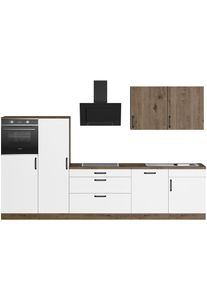 Wiho-Küchen wiho Küchen , Küchenzeile »Elba« wahlweise mit Hanseatic E-Geräten, Breite 330 cm , Küche: weiß + Korpus: Halifax eichefarben Braun +...