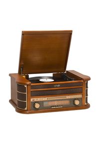 Denver , Retro-Radio »MCR-50MK3 Retro Musik-Center mit Plattenspieler«, (FM-Tuner-AM-Tuner 2,5 W) , Braun , LCD-Display mit blauem Backlight