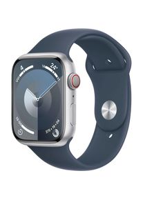 Apple , Smartwatch »Watch Series 9 Aluminium«, (4,5 cm / 1,77 Zoll), Watch OS 10, Sport Band , Sturmblau/Silber