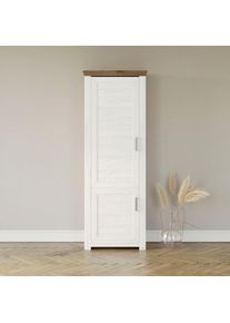 set one by Musterring, Dreht&uuml;renschrank &raquo;York&laquo; Typ 03, in 3 Farbvarianten, mit B&uuml;gelgriff in silber, B 75 x H 207 cm, Wei&szlig;/ Eiche, MDF, Wei&szlig; -B/H/T: 